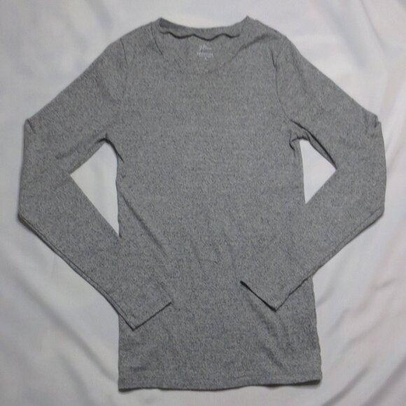JCREW womens PERFECT TEE t-shirt GRAY crew SOFT long-sleeve SIZE S - Picture 1 of 6